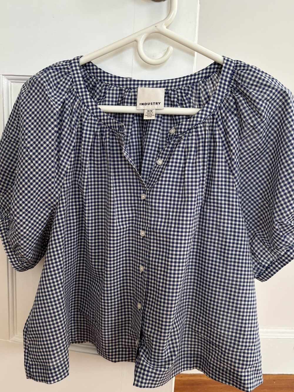 Industry NWOT 💙 Beacon Blue Gingham Top - Picture 3 of 8